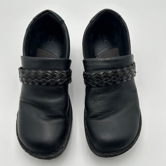 BOC Born Concept Black Leather Clog Comfort Slip On Shoes 9.5M Rounded Toe - Picture 3 of 10